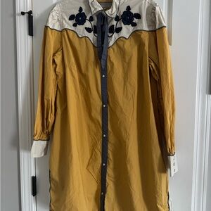 Double D Ranch- Yellow and Black Embroidered Women's Dress